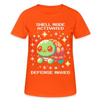 Mode char actif | Tortue - T-shirt respirant Femme - orange néon - Devant - AI Model Female 172 dark (172cm)