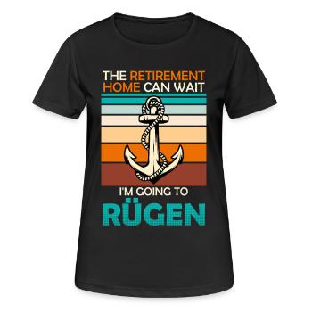 Retraités MAISON DE RETRAITE PEUT ATTENDRE : FERRY POUR RÜGEN - T-shirt respirant Femme - noir - Devant - AI Model Female 172 light (172cm)