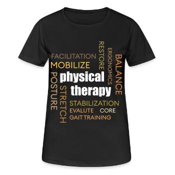 Physiotherapie Wortwolke: Mobilisierung - Frauen T-Shirt atmungsaktiv - Schwarz - Vorne - AI Model Female 172 light (172cm)