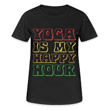 Yoga Ist Meine Happy Hour - Frauen T-Shirt atmungsaktiv - Schwarz - Vorne - AI Model Female 172 light (172cm)