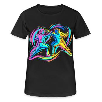 Duel d’escrime - T-shirt respirant Femme - noir - Devant - AI Model Female 172 light (172cm)