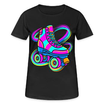 Rollschuh - Frauen T-Shirt atmungsaktiv - Schwarz - Vorne - AI Model Female 172 light (172cm)