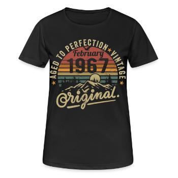 February 1967, Birthday 1967 Vintage February - Women's Breathable T-Shirt - black - Front - AI Model Female 172 light (172cm)