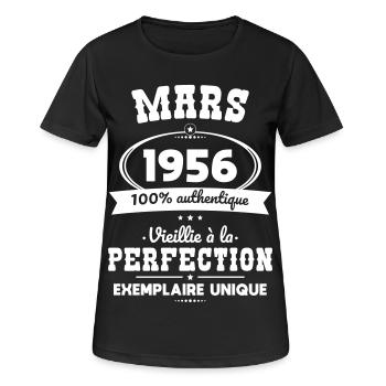 70. Jubiläum – März 1956 Perfektion - Frauen T-Shirt atmungsaktiv - Schwarz - Vorne - AI Model Female 172 light (172cm)