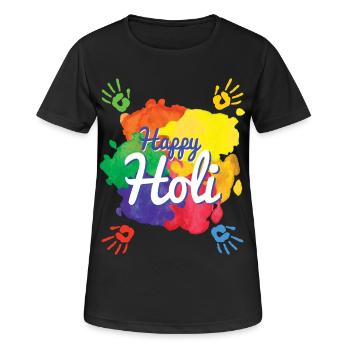 Frohes Holi-Fest Indisches Hindu-Holi-Fest - Frauen T-Shirt atmungsaktiv - Schwarz - Vorne - AI Model Female 172 light (172cm)