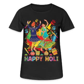 Festival des Couleurs Vacances de Holi Hindou Indien - T-shirt respirant Femme - noir - Devant - AI Model Female 172 light (172cm)