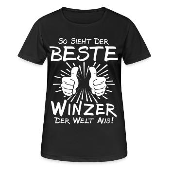 Bester Winzer - Frauen T-Shirt atmungsaktiv - Schwarz - Vorne - AI Model Female 172 light (172cm)
