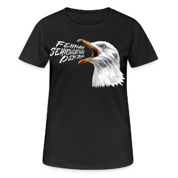 FEHMARN SEHNSUCHT NACH DEM MEER Lustiges - Frauen T-Shirt atmungsaktiv - Schwarz - Vorne - AI Model Female 172 light (172cm)