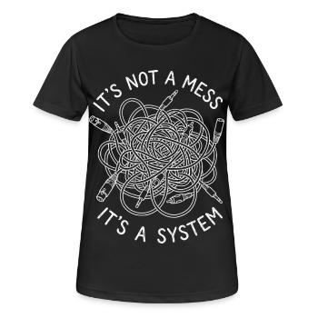 Lustiger Kabelmanagement-Chaos Audio-Sound - Frauen T-Shirt atmungsaktiv - Schwarz - Vorne - AI Model Female 172 light (172cm)