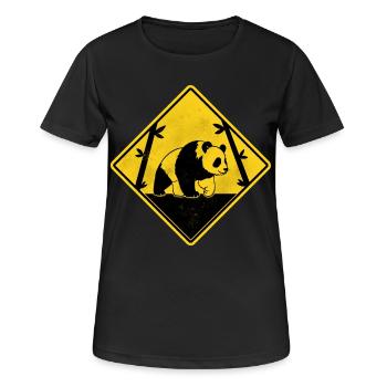 Panda panneau de signalisation jaune - T-shirt respirant Femme - noir - Devant - AI Model Female 172 light (172cm)