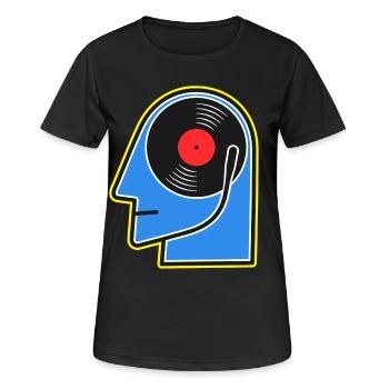 Blue Vinyl Album DJ Head - Frauen T-Shirt atmungsaktiv - Schwarz - Vorne - AI Model Female 172 light (172cm)