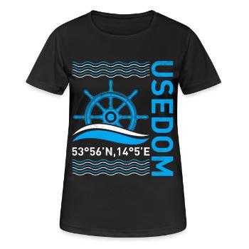 Insel USEDOM Ostsee Usedom Urlaub Lustiges - Frauen T-Shirt atmungsaktiv - Schwarz - Vorne - AI Model Female 172 light (172cm)