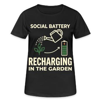 Humour social de jardin qui recharge la batterie - T-shirt respirant Femme - noir - Devant - AI Model Female 172 light (172cm)