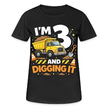 Ich bin 3 und grabe es - Frauen T-Shirt atmungsaktiv - Schwarz - Vorne - AI Model Female 172 light (172cm)