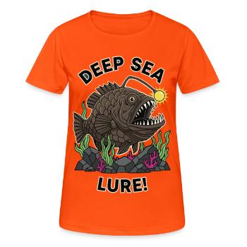 Abyssal Anglerfish Deep Sea Lure Humour - Women's Breathable T-Shirt - neon orange - Front - AI Model Female 172 dark (172cm)