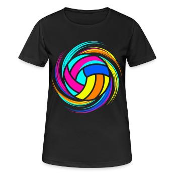 Volley-ball coloré - T-shirt respirant Femme - noir - Devant - AI Model Female 172 light (172cm)