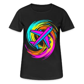 Flugzeug - Frauen T-Shirt atmungsaktiv - Schwarz - Vorne - AI Model Female 172 light (172cm)