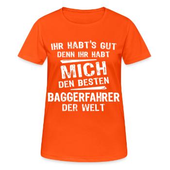 Excavator Operator - Women's Breathable T-Shirt - neon orange - Front - AI Model Female 172 dark (172cm)