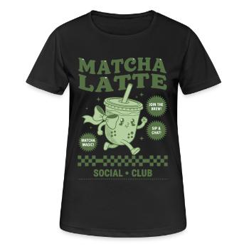 Matcha Latte Social Club Lustiger Grüner Matcha-Tee - Frauen T-Shirt atmungsaktiv - Schwarz - Vorne - AI Model Female 172 light (172cm)