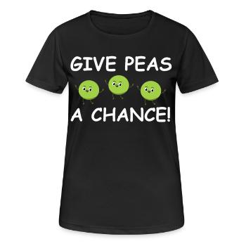 Gib Erbsen Eine Chance – Fröhliche Erbsen - Frauen T-Shirt atmungsaktiv - Schwarz - Vorne - AI Model Female 172 light (172cm)