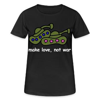 Macht Liebe, keinen Krieg | Frieden, Cartoon - Frauen T-Shirt atmungsaktiv - Schwarz - Vorne - AI Model Female 172 light (172cm)