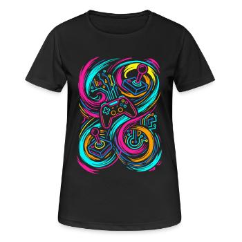 Manettes de jeu - T-shirt respirant Femme - noir - Devant - AI Model Female 172 light (172cm)