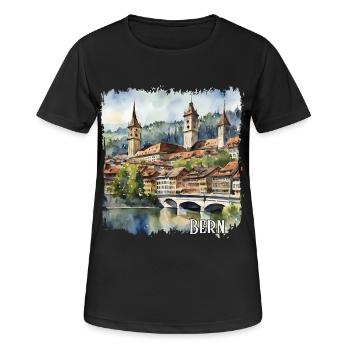 Bern Watercolour, Bern Switzerland - Women's Breathable T-Shirt - black - Front - AI Model Female 172 light (172cm)