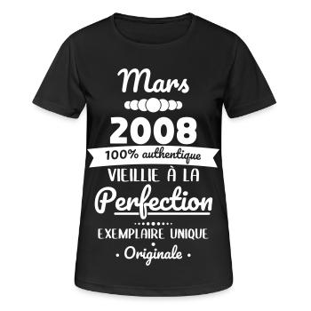18. Geburtstag – März 2008 Original - Frauen T-Shirt atmungsaktiv - Schwarz - Vorne - AI Model Female 172 light (172cm)