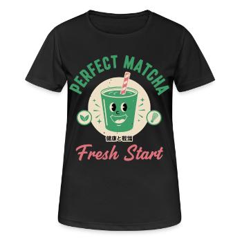 Perfect Matcha Fresh Start Matcha Tea Lover Green - Frauen T-Shirt atmungsaktiv - Schwarz - Vorne - AI Model Female 172 light (172cm)