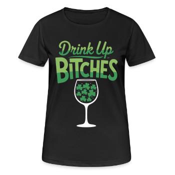 St. Patrick's Day T-Shirt Drink Up Bitches - Women's Breathable T-Shirt - black - Front - AI Model Female 172 light (172cm)