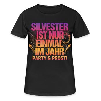 Silvester Party - Frauen T-Shirt atmungsaktiv - Schwarz - Vorne - AI Model Female 172 light (172cm)