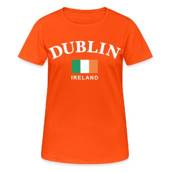 Dublin, Irlande - T-shirt respirant Femme - orange néon - Devant - AI Model Female 172 dark (172cm)