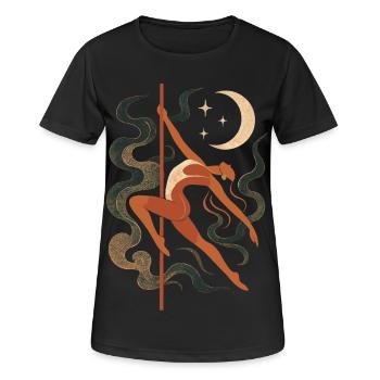 Femme abstraite dansant au pole dance au clair de lune et au clair d’étoiles - T-shirt respirant Femme - noir - Devant - AI Model Female 172 light (172cm)