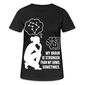 Bouldern wie Schach – Kopf schlägt Kraft - Frauen T-Shirt atmungsaktiv - Schwarz - Vorne - AI Model Female 172 light (172cm)
