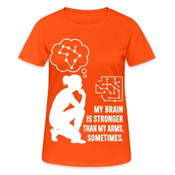 Bloc comme aux échecs – la tête bat la force - T-shirt respirant Femme - orange néon - Devant - AI Model Female 172 dark (172cm)