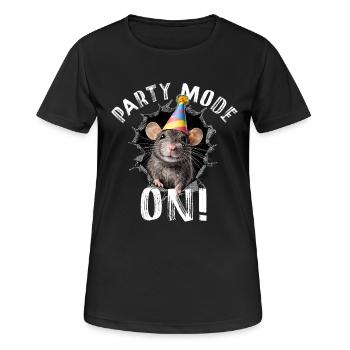 Party Mode: On! – Lustige Partymaus Illustration - Frauen T-Shirt atmungsaktiv - Schwarz - Vorne - AI Model Female 172 light (172cm)