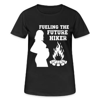 Alimenter le futur randonneur - T-shirt respirant Femme - noir - Devant - AI Model Female 172 light (172cm)