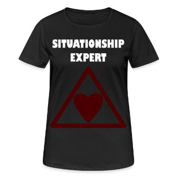 Expert en relations dans le triangle - T-shirt respirant Femme - noir - Devant - AI Model Female 172 light (172cm)