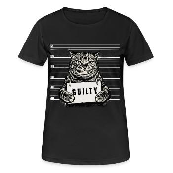 Grim Cat – Coupable de la photo d’identité judiciaire - T-shirt respirant Femme - noir - Devant - AI Model Female 172 light (172cm)