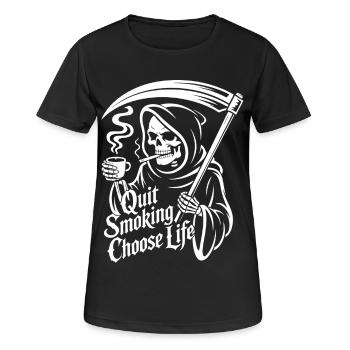 Rauchen aufgeben Grim Reaper - Frauen T-Shirt atmungsaktiv - Schwarz - Vorne - AI Model Female 172 light (172cm)