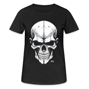 Crâne blanc monochrome - T-shirt respirant Femme - noir - Devant - AI Model Female 172 light (172cm)