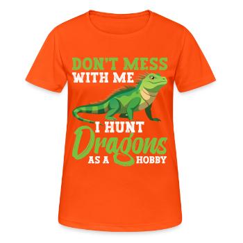  Reptile Hunter Equipment Iguana Slayer Lizard - Women's Breathable T-Shirt - neon orange - Front - AI Model Female 172 dark (172cm)