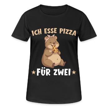 Pregnancy Announce Pizza Quokka Mom - Women's Breathable T-Shirt - black - Front - AI Model Female 172 light (172cm)