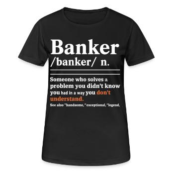 Banker Rätsel Typo Shirt - Frauen T-Shirt atmungsaktiv - Schwarz - Vorne - AI Model Female 172 light (172cm)