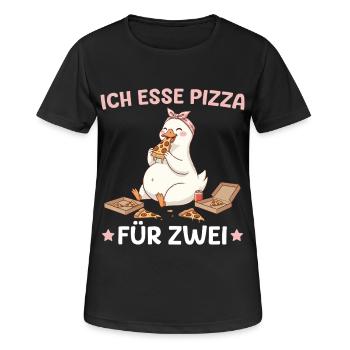 Werdende Mama Gans Pizza für Zwei - Frauen T-Shirt atmungsaktiv - Schwarz - Vorne - AI Model Female 172 light (172cm)