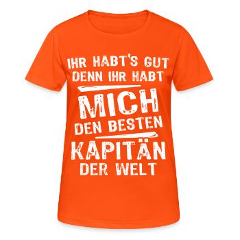 capitaine - T-shirt respirant Femme - orange néon - Devant - AI Model Female 172 dark (172cm)