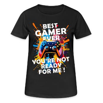 Gamer gaming enthusiast video games console funny - Women's Breathable T-Shirt - black - Front - AI Model Female 172 light (172cm)