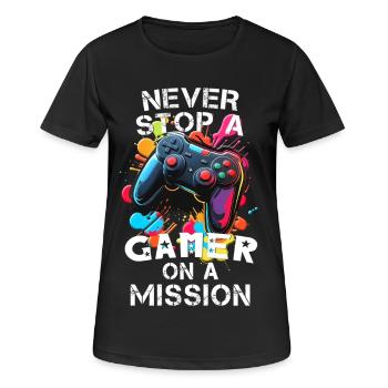 Gamer gaming enthusiast video games console funny - Women's Breathable T-Shirt - black - Front - AI Model Female 172 light (172cm)