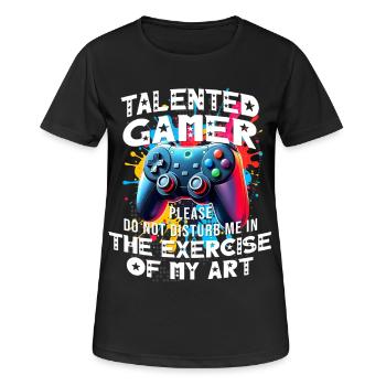 Gamer gaming enthusiast video games console funny - Women's Breathable T-Shirt - black - Front - AI Model Female 172 light (172cm)