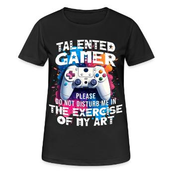 Gamer gaming enthusiast video games console funny - Women's Breathable T-Shirt - black - Front - AI Model Female 172 light (172cm)